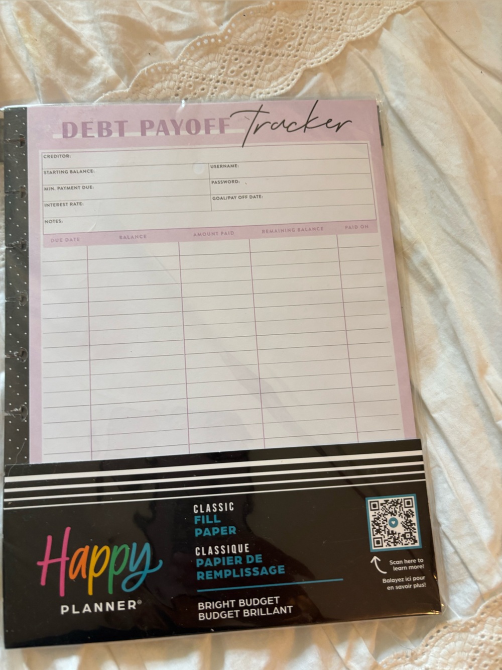 The Happy Planner Pink Debt Payoff Tracker Pad